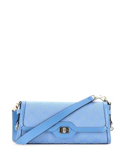 Pre-owned Gucci Luce Canvas Small Shoulder Bag In Blue