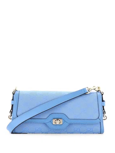 Pre-owned Gucci Luce Canvas Small Shoulder Bag In Blue