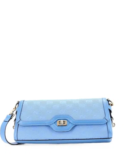 Pre-owned Gucci Luce Canvas Small Shoulder Bag In Blue
