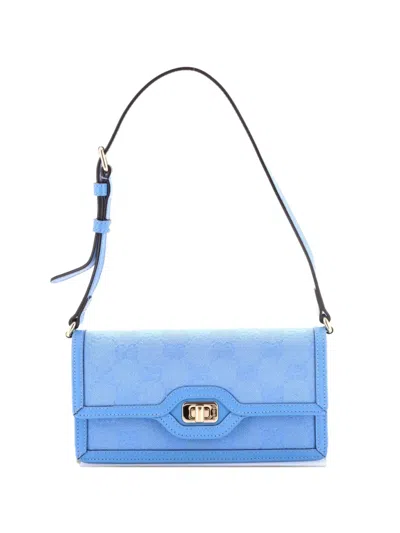 Pre-owned Gucci Luce Gg Canvas Mini Shoulder Bag In Blue