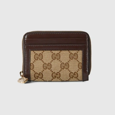 Gucci Luce Mini Zip Wallet In Beige
