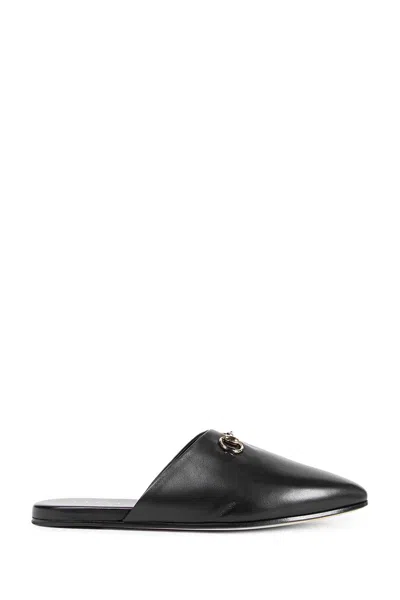 Gucci Men Black Mule With Horsebit On The Front In Smooth Leather Man
