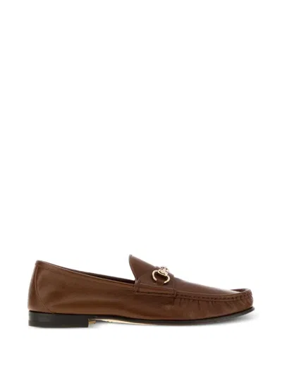 Gucci Lugano Horsebit Leather Loafers In Brown