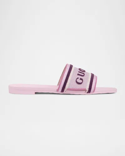 Gucci Luna Logo Jacquard Slide Sandals In Pink