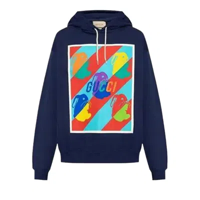 Pre-owned Gucci Lunar New Year Bunny Print Hooded Sweatshirt 'navy' | Blue | Men's Size L