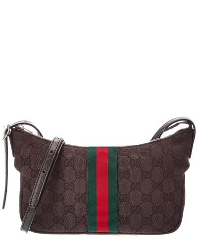 Gucci Lunetta Small Canvas Shoulder Bag In Brown
