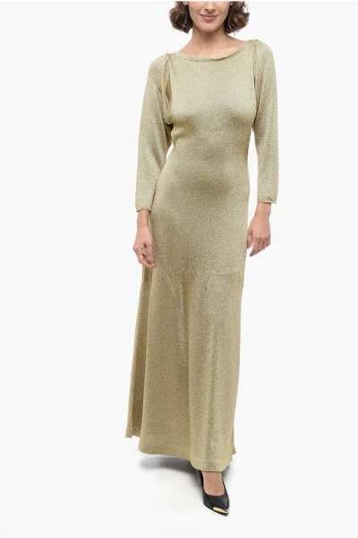 Gucci Lurex Flared Dress With Open Back In Green