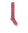 Gucci Lurex Interlocking G Socks In Pink