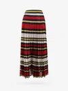 Gucci Midi Multicolor Pleated Striped Skirt In Lurex Woman