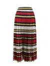 Gucci Midi Multicolor Pleated Striped Skirt In Lurex Woman In Multi
