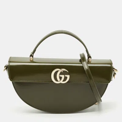 Pre-owned Gucci Luscious Green Leather Small Half Moon Top Handle Bag