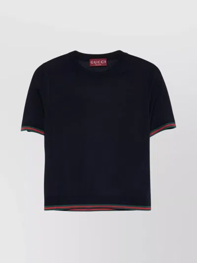 GUCCI LUXE CASHMERE SILK CREW NECK TOP