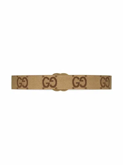 Gucci Luxurious Camel Leather Belt With Gold-tone Metal Buckle For Women In Beige
