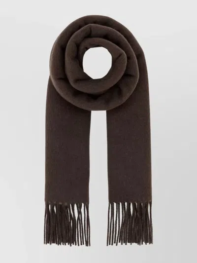 Gucci Luxurious Cashmere Scarf Fringed Edges In Brown