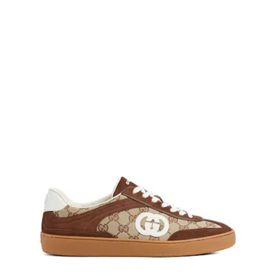 Gucci Men G75 Low-top Supreme Gg Fabric And Suede Sneakers In Multi