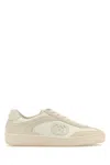 Gucci Ivory Fabric And Suede Sneakers In White