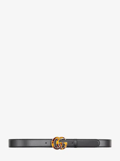 Gucci Luxury Tortoise Shell Buckle Leather Belt 3cm In Black