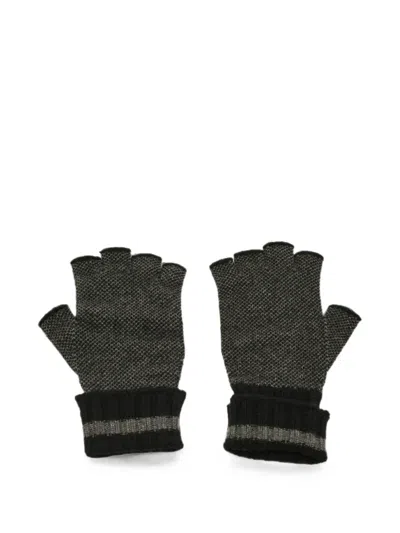 Pre-owned Gucci M Gg Pattern Fingerless Gloves In Gray