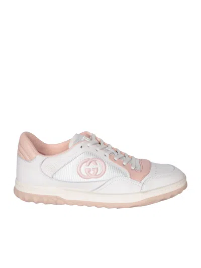 Gucci 31mm Mac 80 Leather Sneakers In Off White,pink
