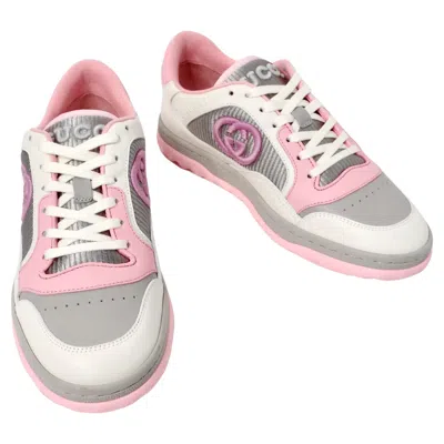 Pre-owned Gucci Mac80 Pink & Grey Calfskin Leather Sneakers