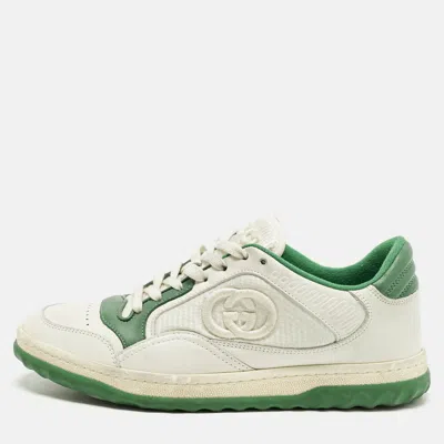 Pre-owned Gucci Mac80 Size 37 Green/white Fabric And Leather Slip On Sneakers