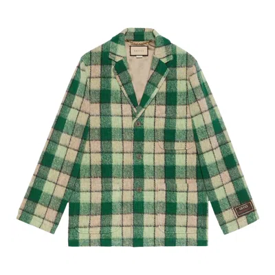 Pre-owned Gucci Macro Check Jacket 'beige/green' | Men's Size 44