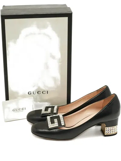 Pre-owned Gucci Madeleine Crystal-embellishment Pumps In Black