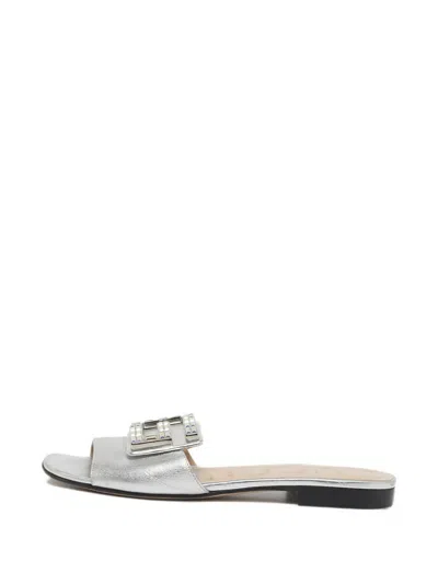 Pre-owned Gucci Madelyn Crystal-set Sandals In Gray