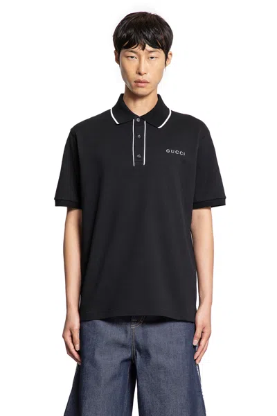 Gucci Maglietta Polo In Piquet Di Cotone In Black
