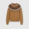 Gucci Embellished Wool Jacquard Sweater In Brown