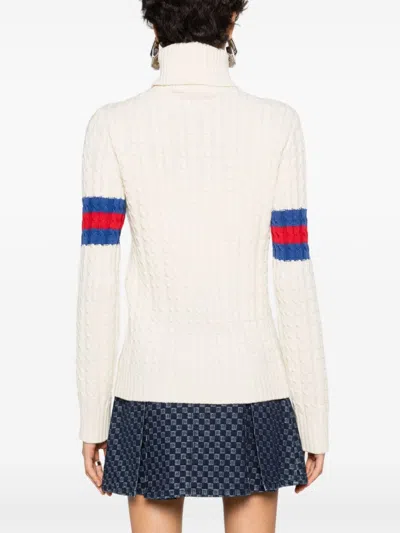 Gucci Maglione Lavorato A Maglia A Trecce Knitwear White In Neutral