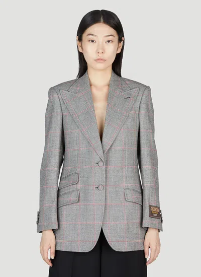 Gucci Maison De L'amour Check Blazer In Gray