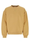 Gucci Camel-coloured Cotton Sweatshirt With Web Ribbon In Brown