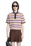 Gucci Beige Polo Shirt With Logo Imprinted On The Front And All-over Striped Motif In Cotton Man In Beige