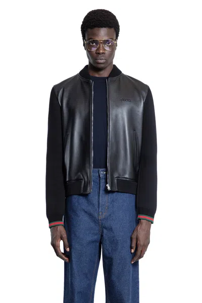 GUCCI SOFT NAPPA LEATHER AND KNIT BOMBER