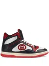 Gucci Men Multicolor Leather And Fabric Multicolor Sneakers In Bla/of.wh/h.red