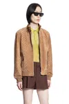 Gucci Brown Jacket With All-over Embossed Gg Motif And Collar With Buttons In Suede Man In Brown