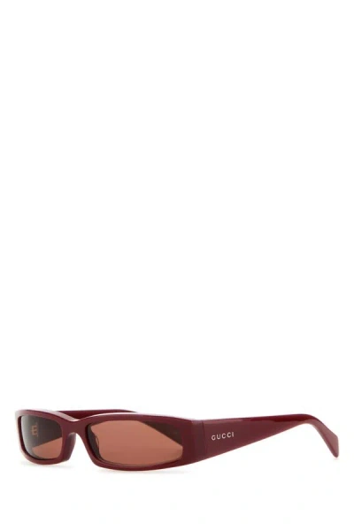 Gucci Man Burgundy Acetate Sunglasses In Red