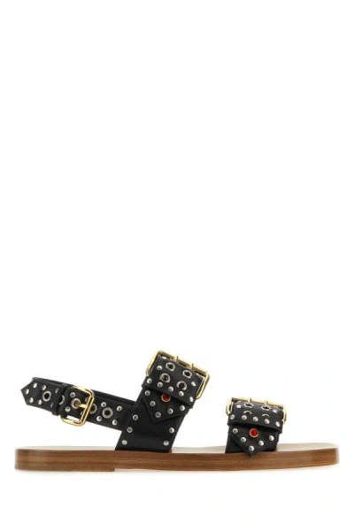 GUCCI GUCCI MAN EMBELLISHED LEATHER SANDALS
