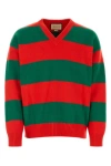 Gucci Embroidered Stretch Wool Blend Sweater In Multicolor