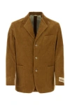 Gucci Velvet Blazer With Front Pockets And Notch Lapels In Brown
