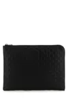 Gucci Leather Gg Emblem Clutch Rectangular Shape In Black