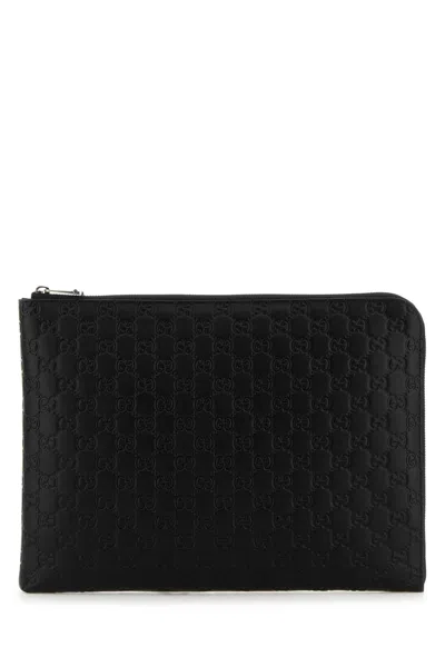 GUCCI GUCCI MAN POUCH WITH REMOVABLE HANDLE