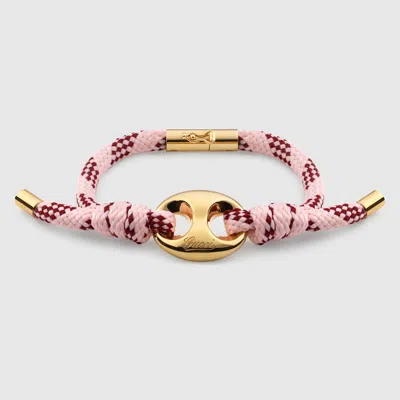 Gucci Marina Chain Fabric Bracelet In Gold-toned Metal