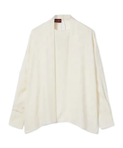 Gucci Marina Chain Silk Jacquard Top In White