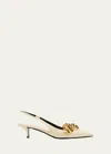 Gucci Marina Patent Chain Slingback Pumps In New Ivoire