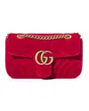 Gucci Marmont 22 Gg Matelassé In Red Velvet In Red