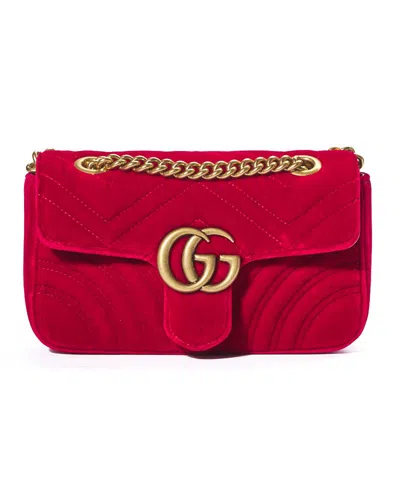 Gucci Marmont 22 Gg Matelassé In Red Velvet