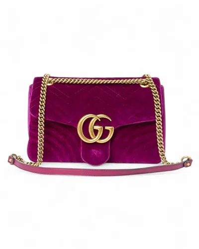 Gucci Marmont 31 Matelassé In Purple Velvet In Red