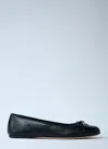 Gucci Women Leather Ballerinas With Patent Leather Detail In Black